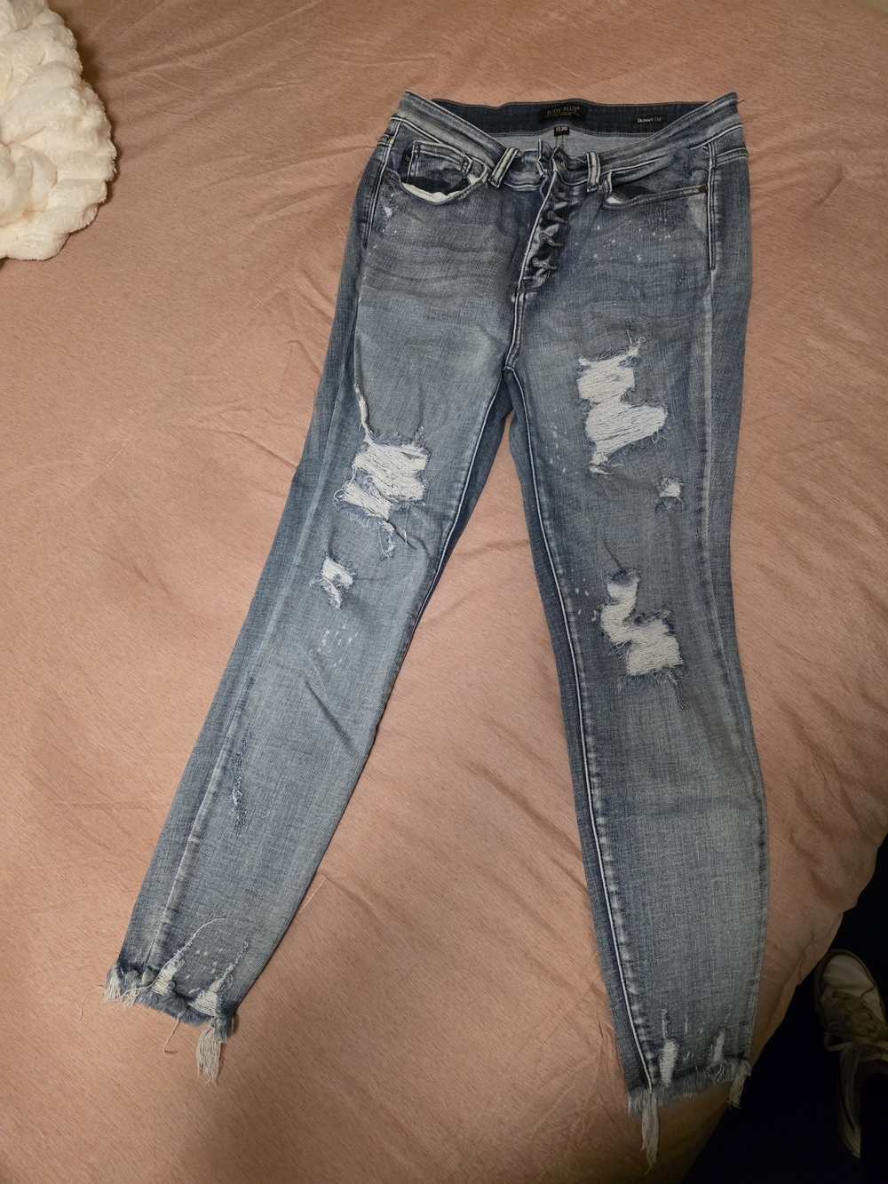 Judy Blue Faded Blue Distressed Skinny Jeans